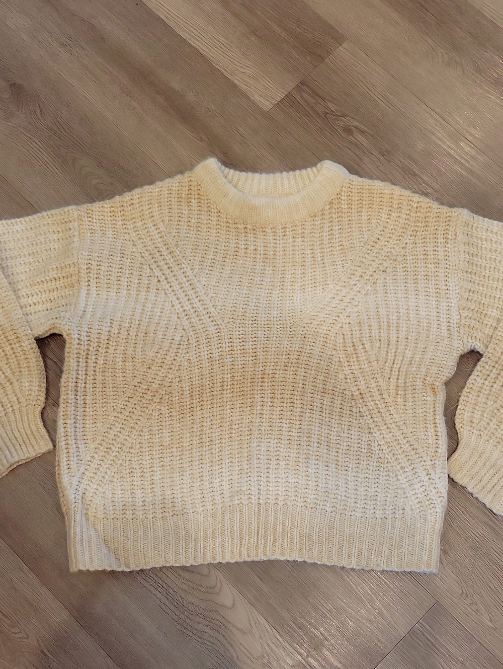 A New Day Cream Beige Cableknit Crew Sweater